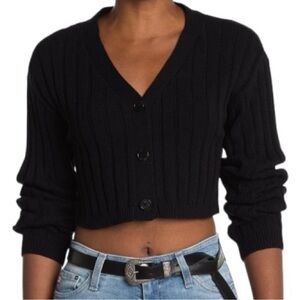 ABOUND Long Sleeve Ribbed Cropped Cardigan Size XS